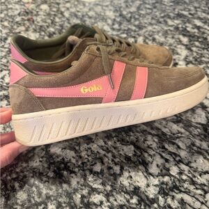 Gola Brown Suede Sneakers with Pink Accents